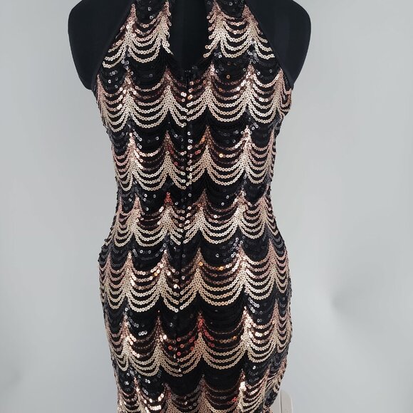 CRYSTAL DOLL SEQUIN HALTER GOWN (Size 7) - “Old Hollywood meets New Year’s Eve” - Picture 7 of 11